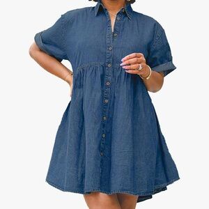 They Look Casual Denim Button-Up Dress